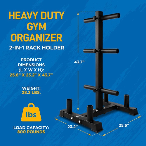 Weight Plate Rack with Barbell Holders, 800-Pound Capacity