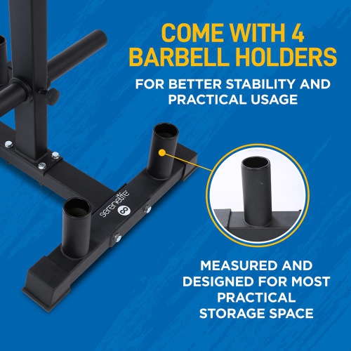 Weight Plate Rack with Barbell Holders, 800-Pound Capacity