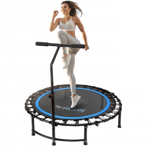 Pro Aerobics Fitness Trampoline - Portable Gym Sports Trampoline with Adjustable Handrail