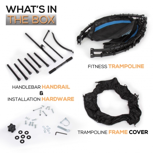 Pro Aerobics Fitness Trampoline - Portable Gym Sports Trampoline with Adjustable Handrail