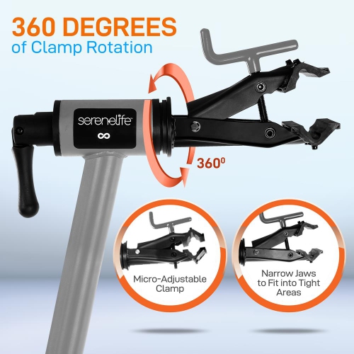 Support de réparation de vélo Home Mechanic : hauteur réglable avec collet et repose-pieds améliorés, peut supporter jusqu'à 80&nbsp;lb.