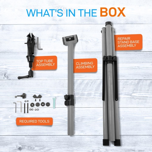 Support de réparation de vélo Home Mechanic : hauteur réglable avec collet et repose-pieds améliorés, peut supporter jusqu'à 80&nbsp;lb.