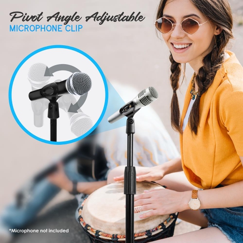 Microphone Stand - Universal Mic Mount with Heavy Compact Base, Height Adjustable