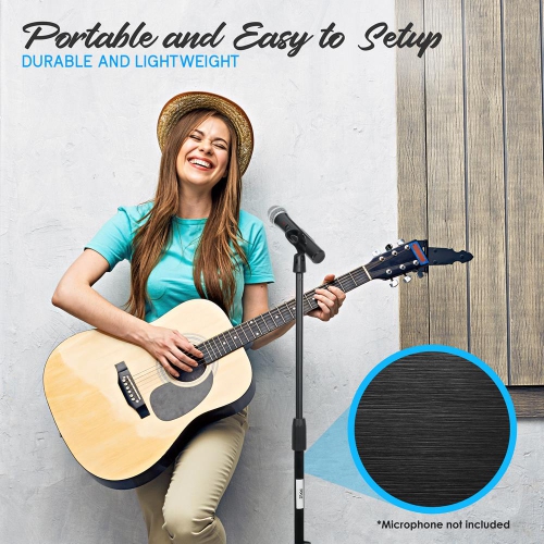 Microphone Stand - Universal Mic Mount with Heavy Compact Base, Height Adjustable