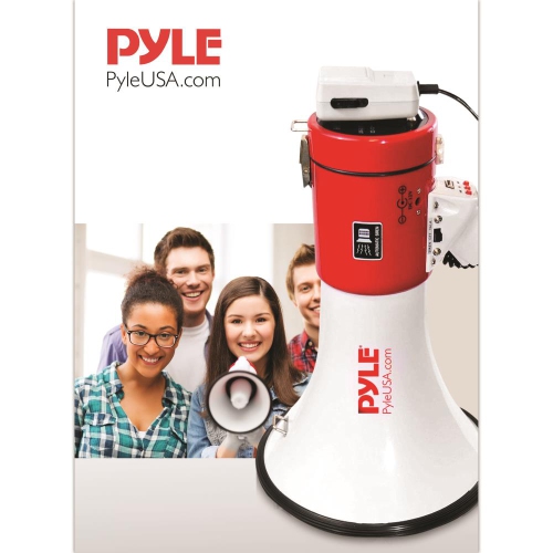 Megaphone Speaker with Talk & Siren Modes, Handheld Microphone, MP3/USB Reader, Aux Input