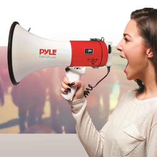 Megaphone Speaker with Talk & Siren Modes, Handheld Microphone, MP3/USB Reader, Aux Input