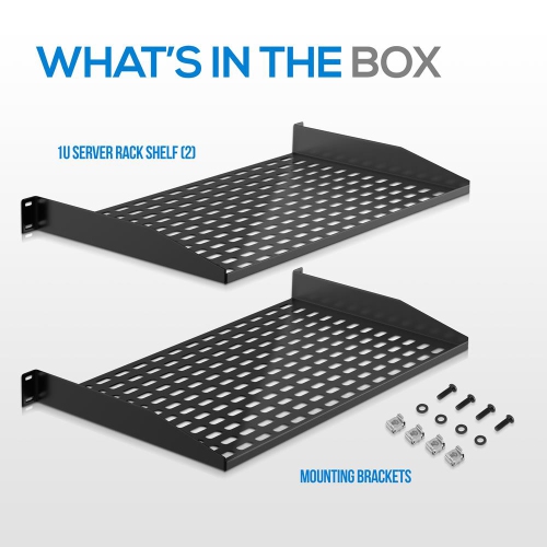 1UX2 Server Rack Shelves - Universal Device Server Rack Mounting Tray