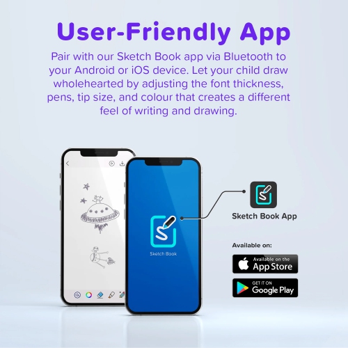 myFirst Sketch Book - Kid's 10-inch LCD Writing Tablet, Colorful Doodle Pad Drawing Board, Educational Toddler Toy - White