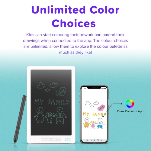 myFirst Sketch Book - Kid's 10-inch LCD Writing Tablet, Colorful Doodle Pad Drawing Board, Educational Toddler Toy - White