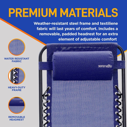 Outdoor Adjustable Zero Gravity Lounge Chair Recliners with Table and Padded Headrest Pillows, 2 Pack,