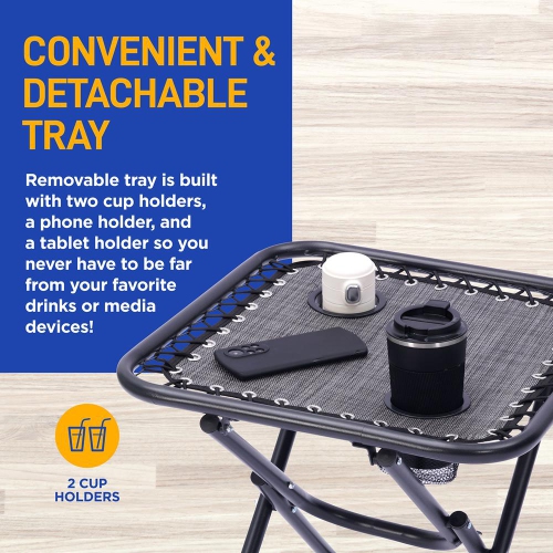 Outdoor Adjustable Zero Gravity Lounge Chair Recliners with Table and Padded Headrest Pillows, 2 Pack,