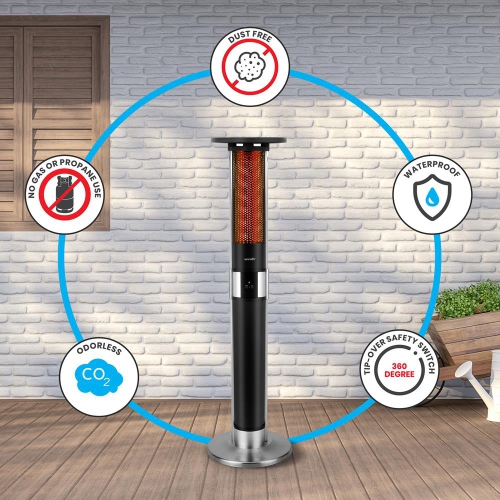 Radiateur de patio électrique – avec télécommande, télécommande, radiateur de fête d'extérieur Disco