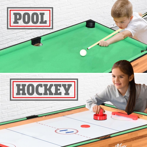 Table de jeu multifonction 4-en-1 : comprend une table de billard Steady, une table de hockey, une table de soccer et une table de Pingpong