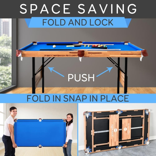 Table de billard en bois pliable et portative de 54 po avec trousse d'accessoires