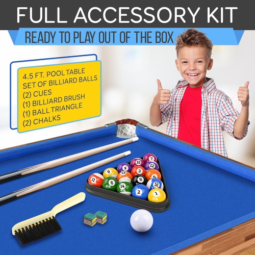 Table de billard en bois pliable et portative de 54 po avec trousse d'accessoires