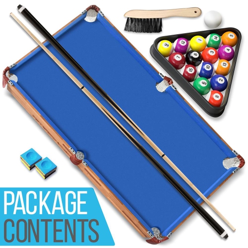 Table de billard en bois pliable et portative de 54 po avec trousse d'accessoires