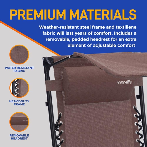 Outdoor Adjustable and Foldable Zero Gravity Lounge Chair Recliners with Canopy, Plastic Cup Holder Side Table and Pillow, 2 Pack,