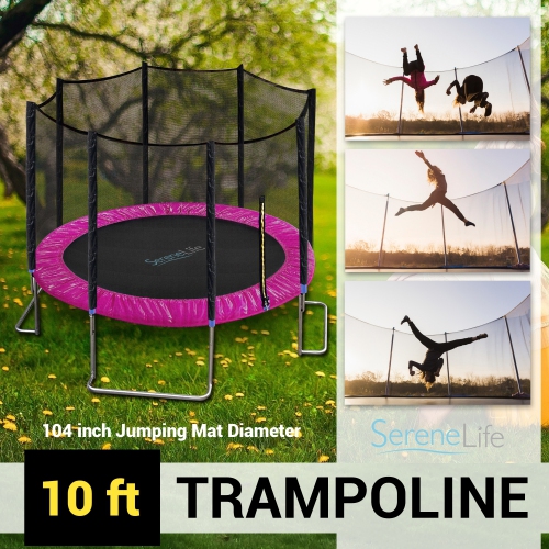 Home Backyard Sports Trampoline - Large Outdoor Jumping Fun Trampoline for Kids / Children, Safety Net Cage