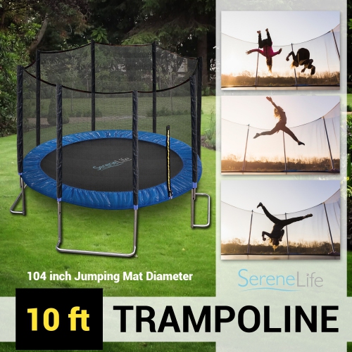 Home Backyard Sports Trampoline - Large Outdoor Jumping Fun Trampoline for Kids / Children, Safety Net Cage