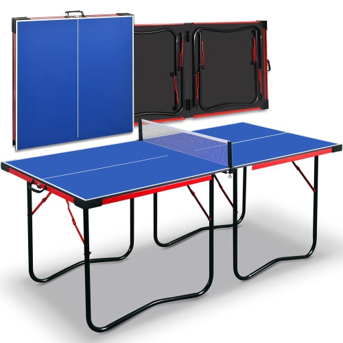 Table de tennis de table pliable de 2 pièces avec mode de lecture solo pour jouer et jouer seul