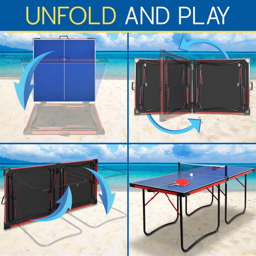 Table de tennis de table pliable de 2 pièces avec mode de lecture solo pour jouer et jouer seul