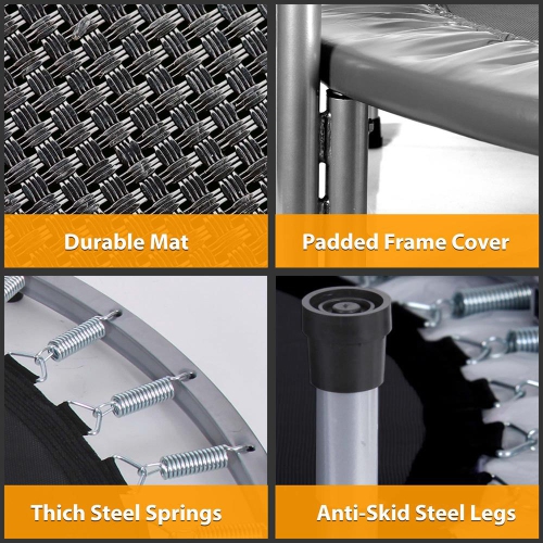 Portable Body Fitness Trampoline - Pro Aerobics Trampoline with Adjustable Handrail