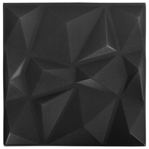 vidaXL 3D Wall Panels 24 pcs 50x50 cm Diamond Black 6 m²