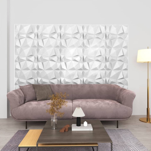 VidaXL – Panneaux muraux 3D, 48 unités, 50 unités 50 cm, blanc diamant, 12 m²