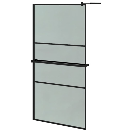 VIDAXL  Walk-In Shower Wall With Shelf 100X195 Cm Esg Glass&aluminium In Black