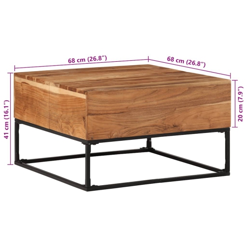 vidaXL Coffee Table 68x68x41 cm Solid Acacia Wood