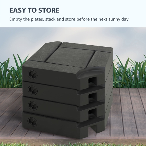 Outsunny 4PCs Cantilever Umbrella Base Weights for Offset Parasol, HDPE Water or Sand Filled Patio Umbrella Weights for Cross Base Stand with