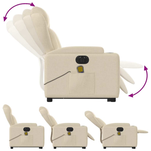 vidaXL Electric Stand up Massage Recliner Chair Cream Fabric