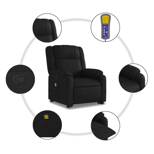 Fauteuil de massage inclinable en similicuir noir VidaXL