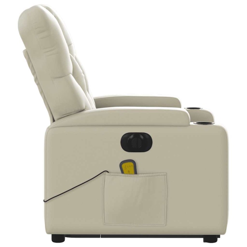 vidaXL Electric Stand up Massage Recliner Chair Cream Faux Leather