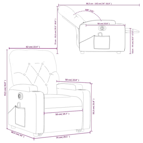vidaXL Electric Stand up Massage Recliner Chair Cream Faux Leather