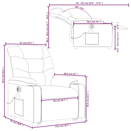 vidaXL Electric Stand up Massage Recliner Chair Cream Fabric