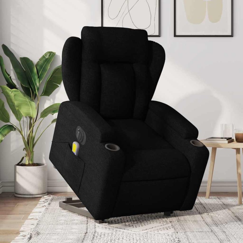 vidaXL Electric Stand up Massage Recliner Chair Black Fabric