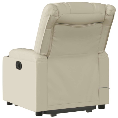 vidaXL Stand up Massage Recliner Chair Cream Faux Leather