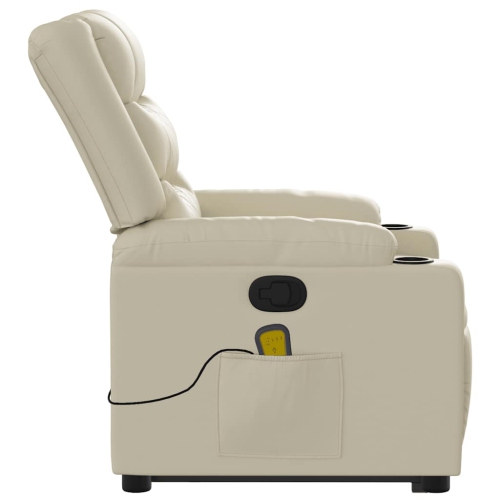 vidaXL Stand up Massage Recliner Chair Cream Faux Leather