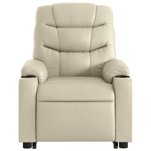 vidaXL Stand up Massage Recliner Chair Cream Faux Leather