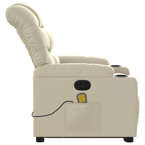 vidaXL Stand up Massage Recliner Chair Cream Faux Leather