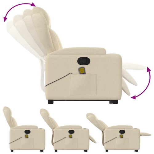 Fauteuil de massage inclinable en tissu crème VidaXL