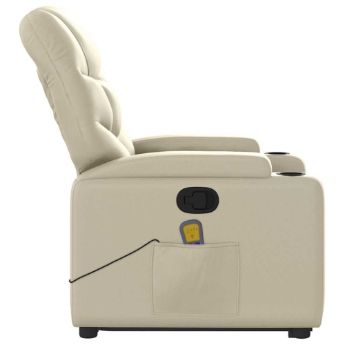 vidaXL Stand up Massage Recliner Chair Cream Faux Leather