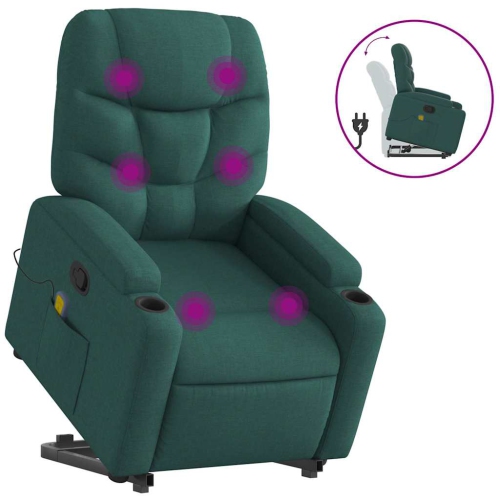 VIDAXL  Stand Up Massage Recliner Chair Dark Fabric In Green