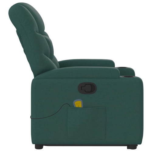 vidaXL Stand up Massage Recliner Chair Dark Green Fabric