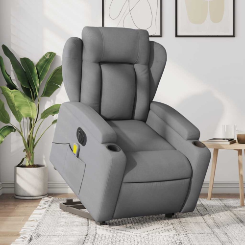 vidaXL Electric Stand up Massage Recliner Chair Light Grey Fabric