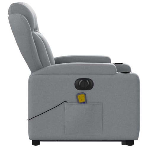 vidaXL Electric Stand up Massage Recliner Chair Light Grey Fabric