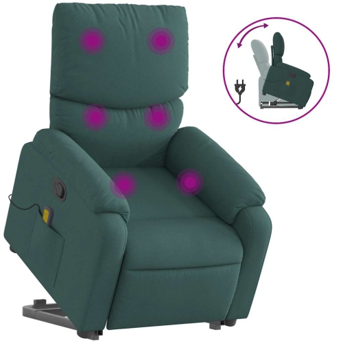 VIDAXL  Stand Up Massage Recliner Chair Dark Fabric In Green
