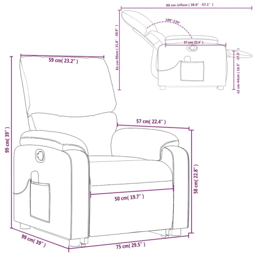 vidaXL Stand up Massage Recliner Chair Dark Green Fabric