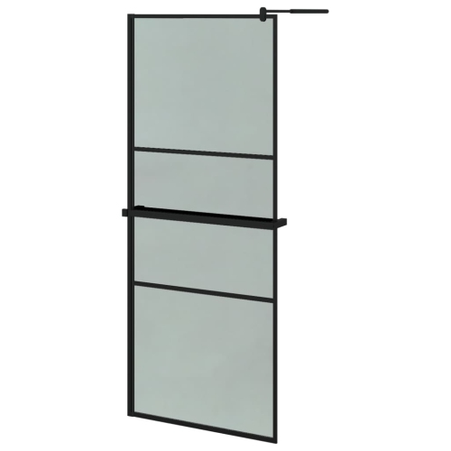 VIDAXL  Walk-In Shower Wall With Shelf 80X195Cm Esg Glass&aluminium In Black
